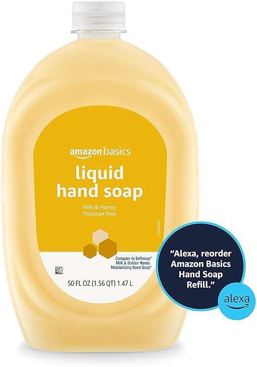Amazon Basics Liquid Hand Soap Refill, Milk and Honey Scent, Triclosan-Free, pH Balanced, Dermatologist Tested, 50 Fluid Ounces - Image 5