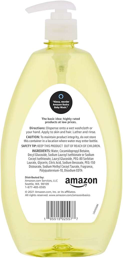 Amazon Basics Tear-Free Baby Hair and Body Wash, 27.1 Fluid Ounce, Lightly Scented, 4-Pack (Previously Solimo) - Image 3