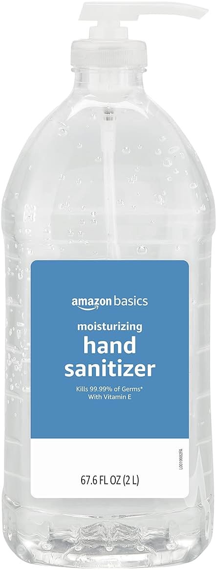 Amazon Basics Hand Sanitizer, Original Scent, Contains 62% Ethyl Alcohol, Moisturizing Formula, 67.60 fl oz, Pack of 1 (Previously Solimo) - Product Image
