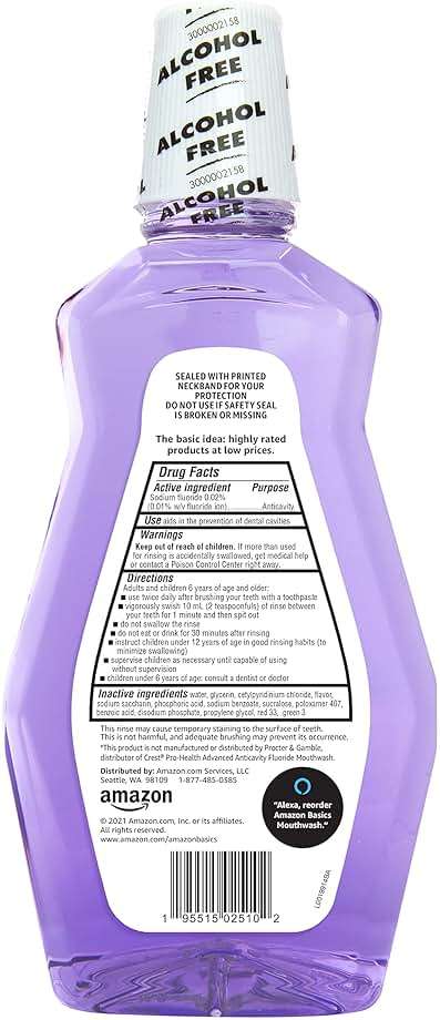 Amazon Basics Anticavity Fluoride Mouthwash, Alcohol-Free, Violet Mint Flavor, Cavity Prevention, 1 Liter (33.8 Fluid Ounces), 1-Pack (Previously Solimo) - Image 2