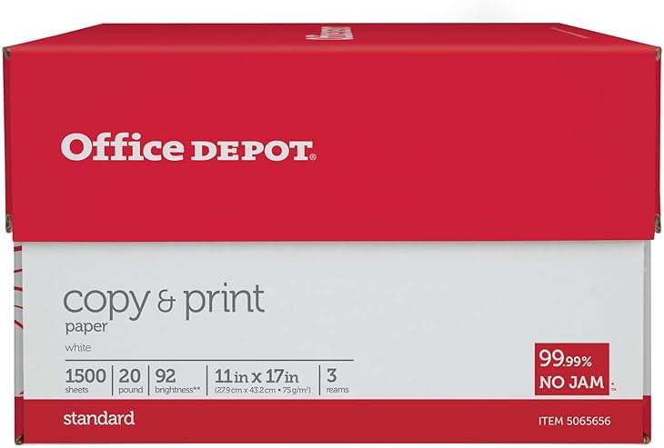 Office Depot® Copy And Print Paper, Ledger Size (11" x 17"), 92 Brightness, 20 Lb, Ream of 500 Sheets, Case of 3 Reams - Image 2