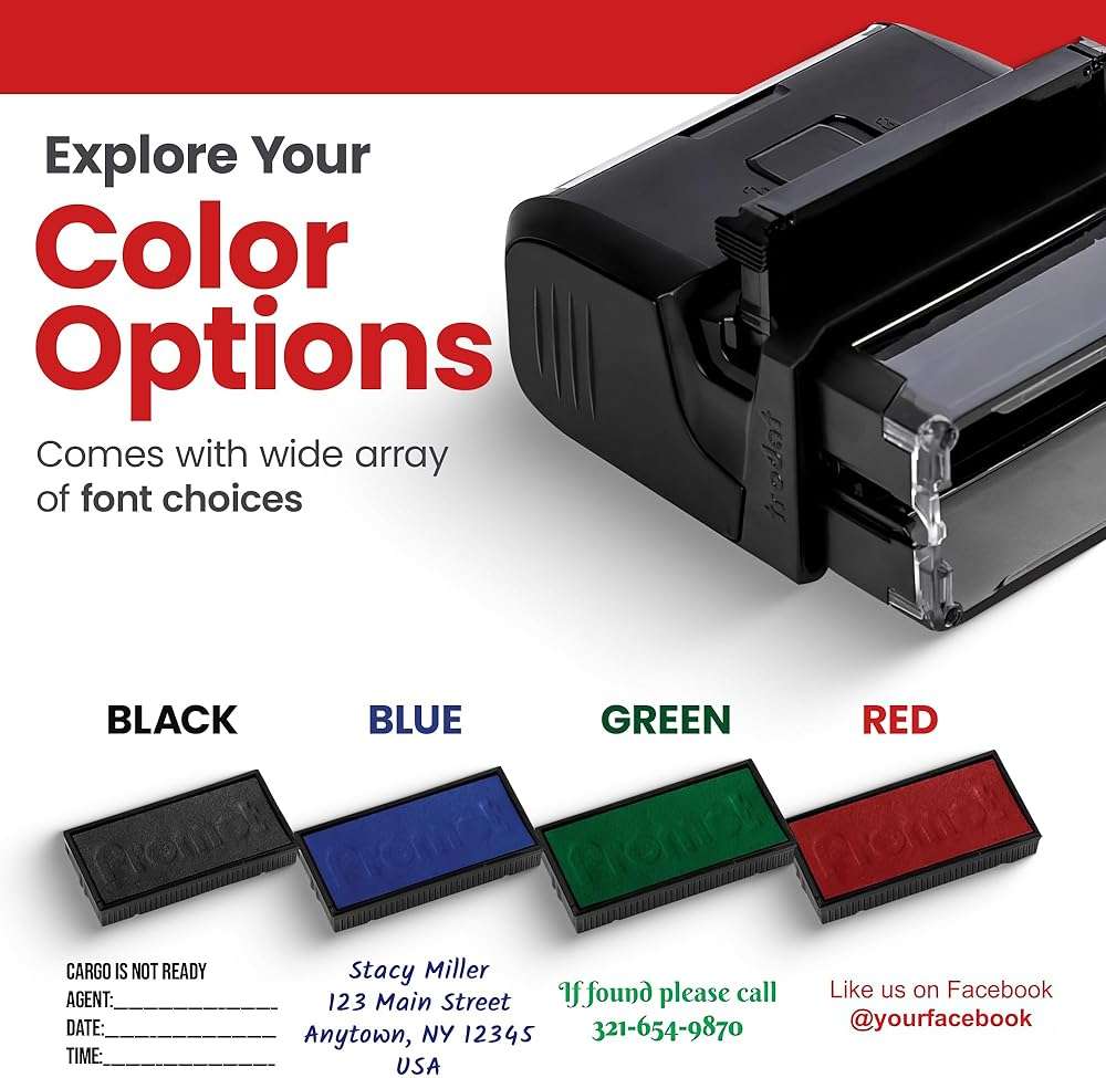 Promot Self-Inking 4-Line Custom Stamp - Personalized Name & Address Stamp with Up to 4 Lines of Custom Text, Easy Replaceable Ink Cartridge, Ideal for Home, Office & Business Use (Medium) - Image 4