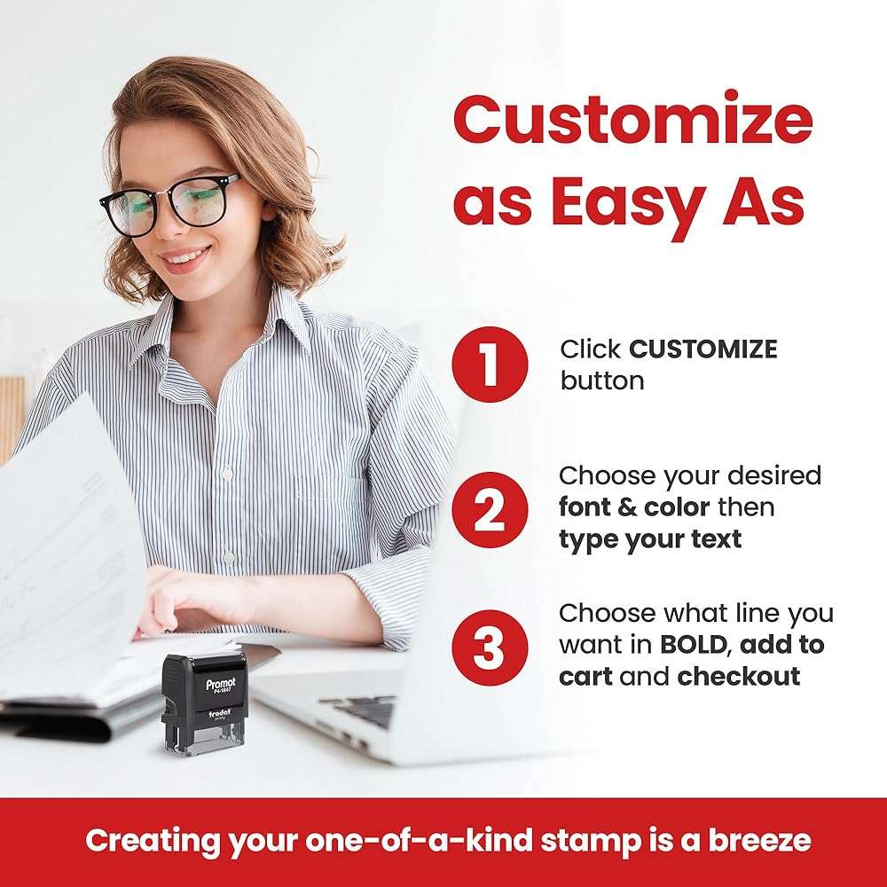 Promot Self-Inking 4-Line Custom Stamp - Personalized Name & Address Stamp with Up to 4 Lines of Custom Text, Easy Replaceable Ink Cartridge, Ideal for Home, Office & Business Use (Medium) - Image 7