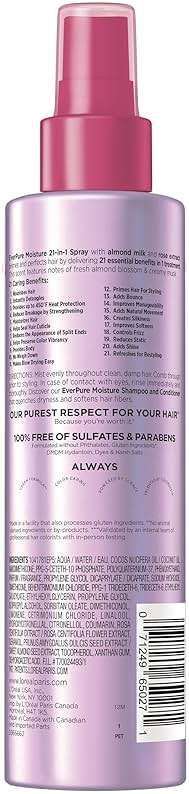 L'Oreal Paris Sulfate Free Moisture 21-in-1 Leave-In Conditioner for Dry Hair, EverPure, 6.7 fl oz - Image 9