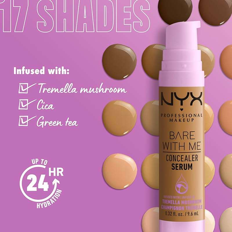 NYX PROFESSIONAL MAKEUP Bare With Me Concealer Serum, Concealer Makeup For Up To 24Hr Hydration - Light - Image 5