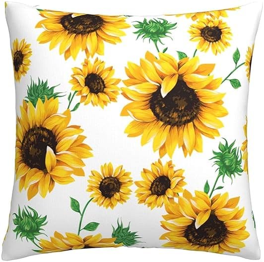 Wizfuyq Yellow Sunflower Throw Pillow Case Square Sofa Cushion Cover Home Decorative Armchair Bedroom Livingroom Standard Pillowcase 18 X 18 Inch - Product Image