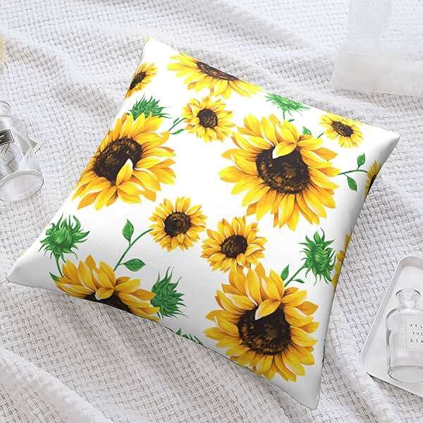 Wizfuyq Yellow Sunflower Throw Pillow Case Square Sofa Cushion Cover Home Decorative Armchair Bedroom Livingroom Standard Pillowcase 18 X 18 Inch - Image 2