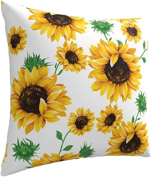 Wizfuyq Yellow Sunflower Throw Pillow Case Square Sofa Cushion Cover Home Decorative Armchair Bedroom Livingroom Standard Pillowcase 18 X 18 Inch - Image 4