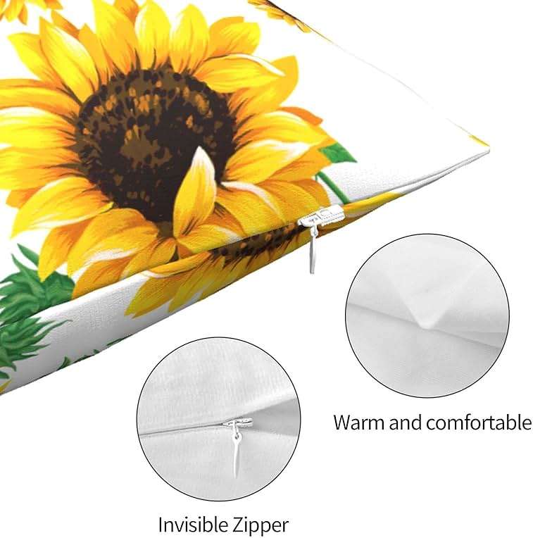 Wizfuyq Yellow Sunflower Throw Pillow Case Square Sofa Cushion Cover Home Decorative Armchair Bedroom Livingroom Standard Pillowcase 18 X 18 Inch - Image 7