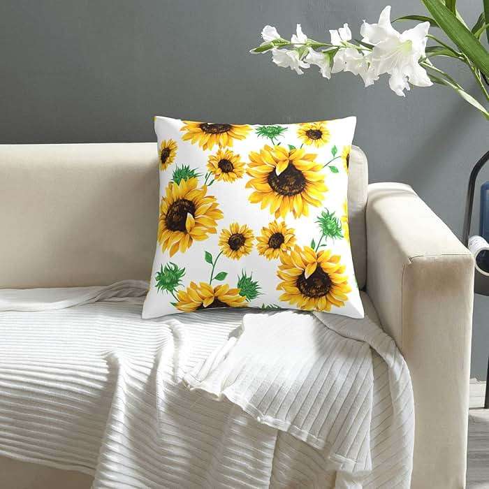 Wizfuyq Yellow Sunflower Throw Pillow Case Square Sofa Cushion Cover Home Decorative Armchair Bedroom Livingroom Standard Pillowcase 18 X 18 Inch - Image 8