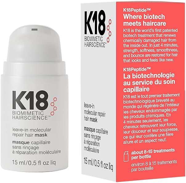 K18 Leave-In Molecular Hair Mask, Repairs Dry or Damaged Hair, Reverse Hair Damage from Bleach, Color, Chemical Services & Heat - Image 1