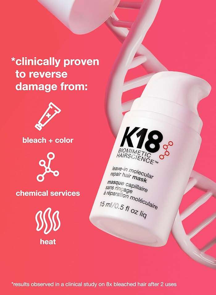 K18 Leave-In Molecular Hair Mask, Repairs Dry or Damaged Hair, Reverse Hair Damage from Bleach, Color, Chemical Services & Heat - Image 2