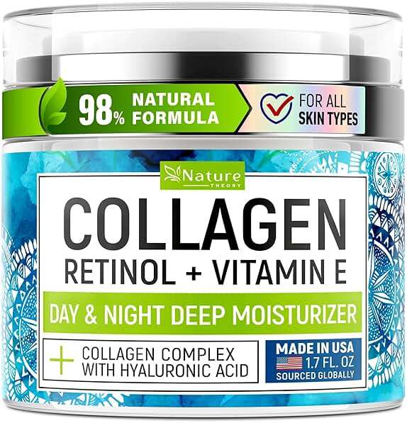 Collagen Cream for Face with Retinol - Anti Aging & Wrinkle Face Moisturizer - Day-Night Facial Moisturizer for Skin Firming & Tightening - Hyaluronic Acid & Vitamin E Care for Women & Men - 1.7oz - Image 1