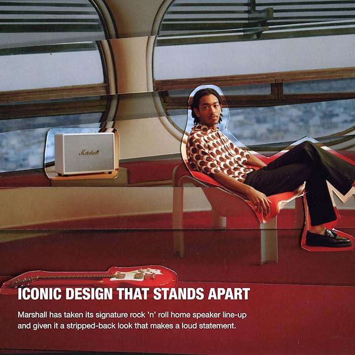 Marshall Woburn III Bluetooth Home Speaker - Loud Stereo Sound with Bass and Treble Controls | Plug-in Powered | Record Player Compatible | HDMI, RCA, 3.5 mm Aux Inputs - Cream - Image 5