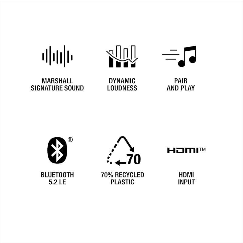 Marshall Woburn III Bluetooth Home Speaker - Loud Stereo Sound with Bass and Treble Controls | Plug-in Powered | Record Player Compatible | HDMI, RCA, 3.5 mm Aux Inputs - Cream - Image 10