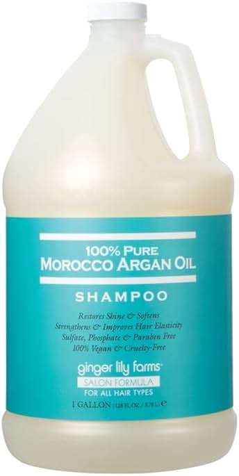 Ginger Lily Farms Salon Formula 100% Pure Morocco Argan Oil Shampoo for All Hair Types, 100% Vegan & Cruelty-Free, 1 Gallon, 128 Fl Oz (Pack of 1) Refill - Image 1