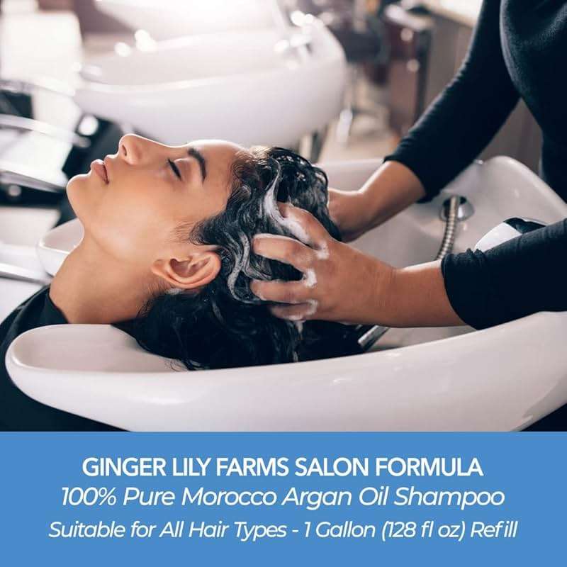 Ginger Lily Farms Salon Formula 100% Pure Morocco Argan Oil Shampoo for All Hair Types, 100% Vegan & Cruelty-Free, 1 Gallon, 128 Fl Oz (Pack of 1) Refill - Image 4