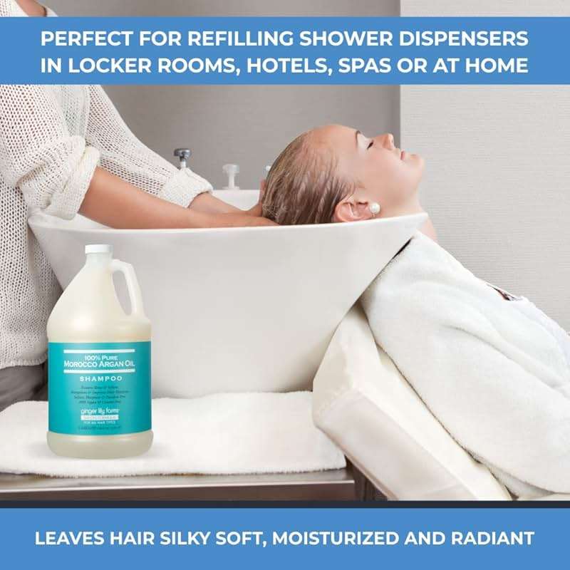 Ginger Lily Farms Salon Formula 100% Pure Morocco Argan Oil Shampoo for All Hair Types, 100% Vegan & Cruelty-Free, 1 Gallon, 128 Fl Oz (Pack of 1) Refill - Image 7