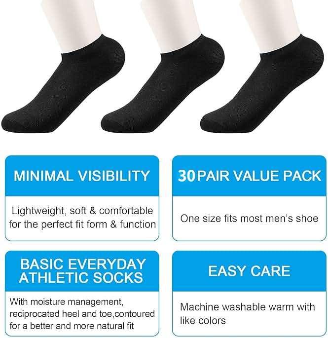 TMEEIHNSS 30 Pairs Men Ankle, Low Breathable Casual, Sports, Thin Athletic Short Sock Bulk - Image 6