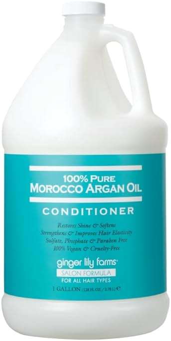 Ginger Lily Farms Salon Formula 100% Pure Morocco Argan Oil Conditioner for All Hair Types, 100% Vegan & Cruelty-Free, 1 Gallon, 128 Fl Oz (Pack of 1) Refill - Image 1