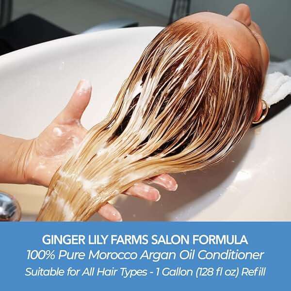 Ginger Lily Farms Salon Formula 100% Pure Morocco Argan Oil Conditioner for All Hair Types, 100% Vegan & Cruelty-Free, 1 Gallon, 128 Fl Oz (Pack of 1) Refill - Image 4