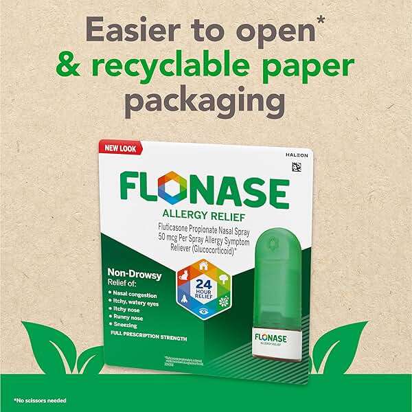 Flonase Allergy Relief Nasal Spray Fluticasone Propionate, 24-Hour Non-Drowsy Multi-Symptom Relief 144 Sprays, Bonus Pack of Tissues - Image 6