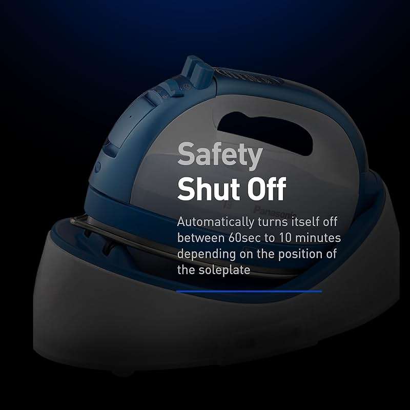 Panasonic Cordless Iron, Portable 360-Degree Freestyle Dry/Steam Iron with Precision Tips and Stainless Steel Soleplate, Anti-Calc and Anti-Drip, Power Base and Carrying/Storage - NI-QL1000A (Blue) - Image 7