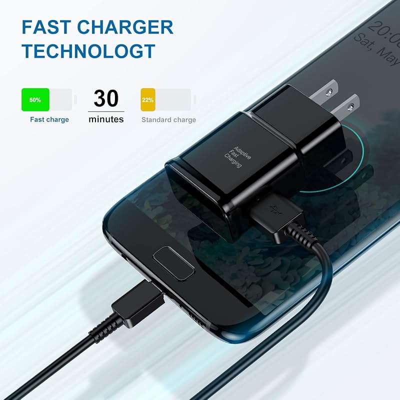 Type C Charger Fast Charging, 2 Pack USB C Android Phone Wall Charger Block & 6ft Charge Cable Cord, for Samsung Galaxy S8 / S9 / S10 Plus Active S10e, S20 / S21 Ultra Plus, Note 8 9 10, Pixel 3 etc - Image 2