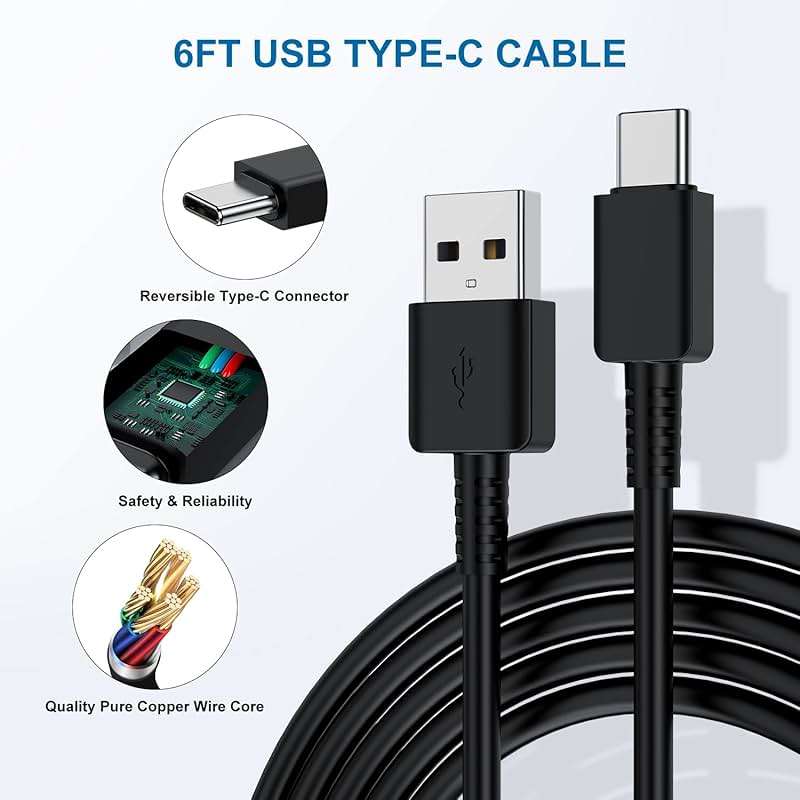 Type C Charger Fast Charging, 2 Pack USB C Android Phone Wall Charger Block & 6ft Charge Cable Cord, for Samsung Galaxy S8 / S9 / S10 Plus Active S10e, S20 / S21 Ultra Plus, Note 8 9 10, Pixel 3 etc - Image 6