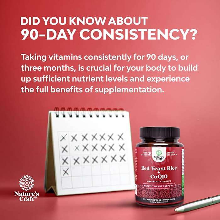 Natures Craft Red Yeast Rice with CoQ10 Supplement - Advanced Healthy Heart & Healthy Cholesterol Levels Formula for Men & Women - Red Yeast Rice Capsules with 1200 mg per Serving and CoQ10-120 Count - Image 9