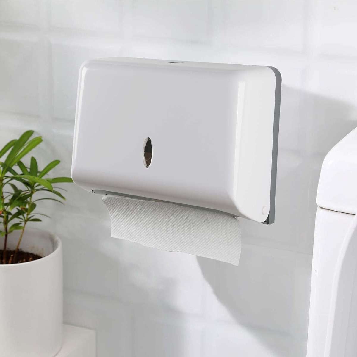 TOBEFORT Touchless Paper Towel Dispenser Wall Mount, No Drilling Waterproof/Dustproof Multifold Tissue Holder for Home Kitchen Office Bathroom Toilet… - Image 1