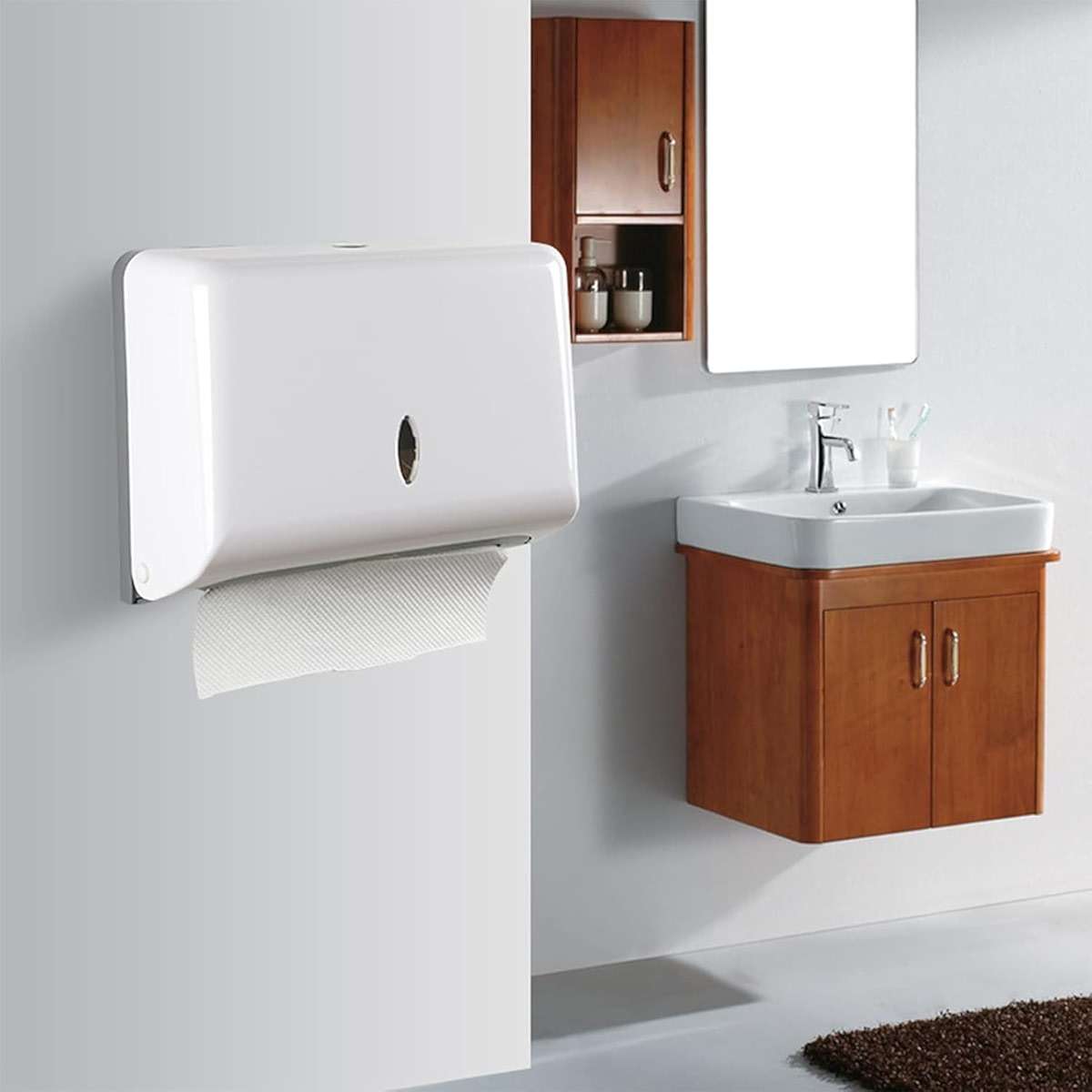 TOBEFORT Touchless Paper Towel Dispenser Wall Mount, No Drilling Waterproof/Dustproof Multifold Tissue Holder for Home Kitchen Office Bathroom Toilet… - Image 3