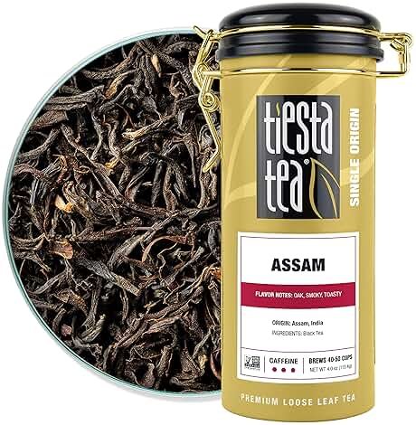 Tiesta Tea - Assam Black Tea, Loose Leaf, Single Origin Premium Black from India, High Caffeinated, Make Hot or Iced & Brews Up to 50 Cups, Pure Unblended, 4oz Refillable Tin - Product Image