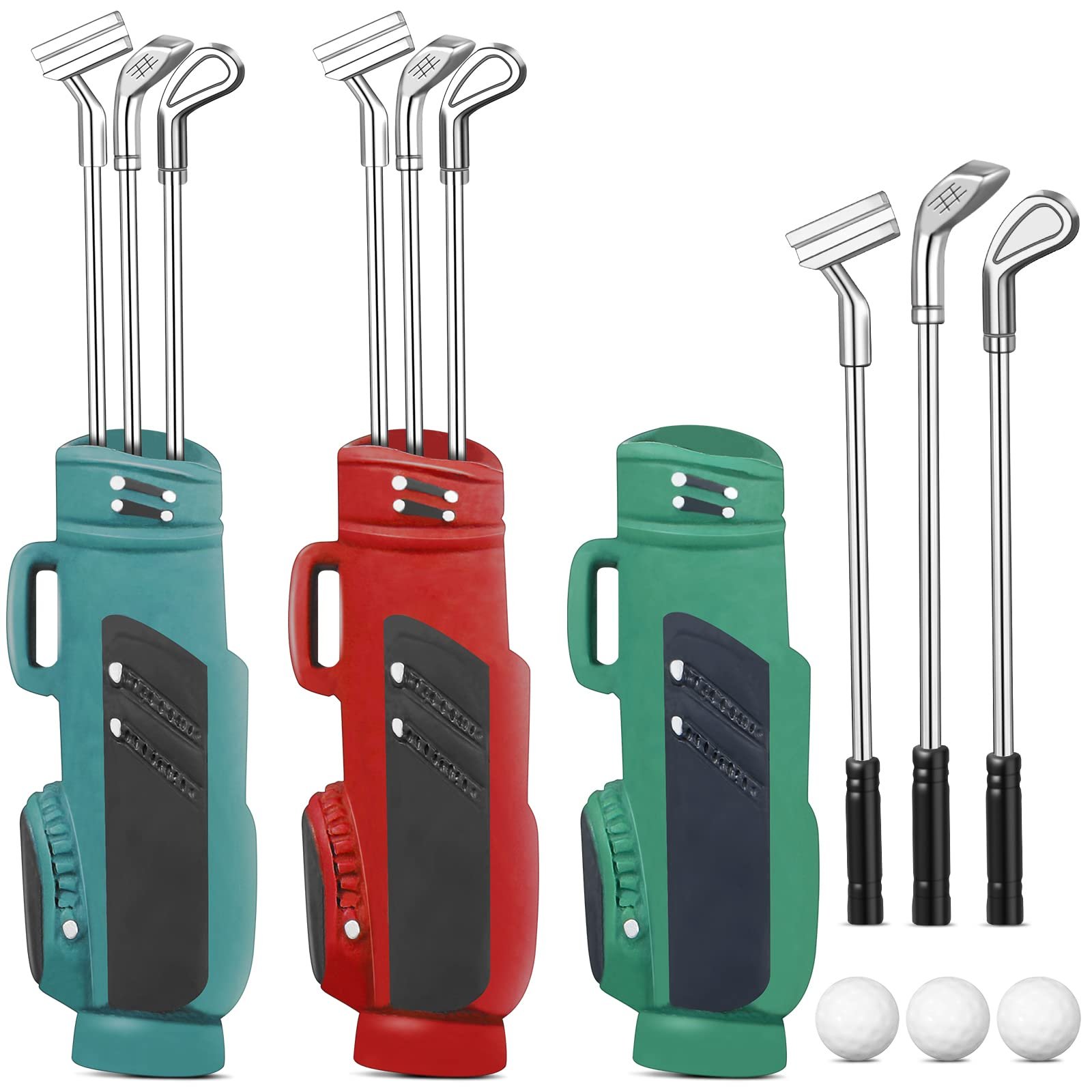 HyDren 3 Set Miniatures Golf Model Set Mini Golf Clubs Toys for Miniature Dollhouse Accessories for 1:12 Scale Dollhouse Decorations Craft Project, 3 Colors - Product Image
