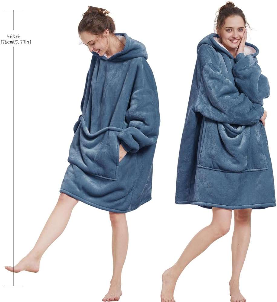 Aemilas Wearable Blanket Hoodie - Cozy Sherpa Blanket Sweatshirt as Gifts for Adult Teens Women Men, One Size Fits All - Image 2