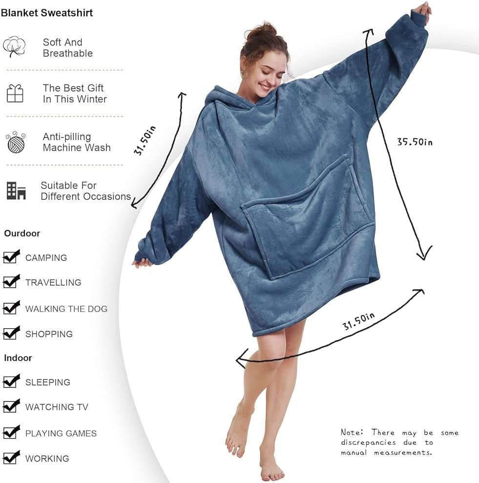 Aemilas Wearable Blanket Hoodie - Cozy Sherpa Blanket Sweatshirt as Gifts for Adult Teens Women Men, One Size Fits All - Image 4