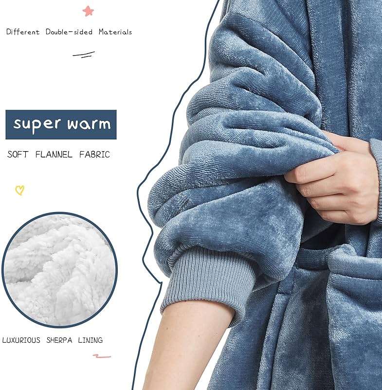 Aemilas Wearable Blanket Hoodie - Cozy Sherpa Blanket Sweatshirt as Gifts for Adult Teens Women Men, One Size Fits All - Image 5