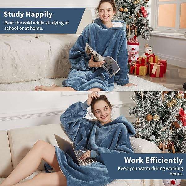 Aemilas Wearable Blanket Hoodie - Cozy Sherpa Blanket Sweatshirt as Gifts for Adult Teens Women Men, One Size Fits All - Image 6