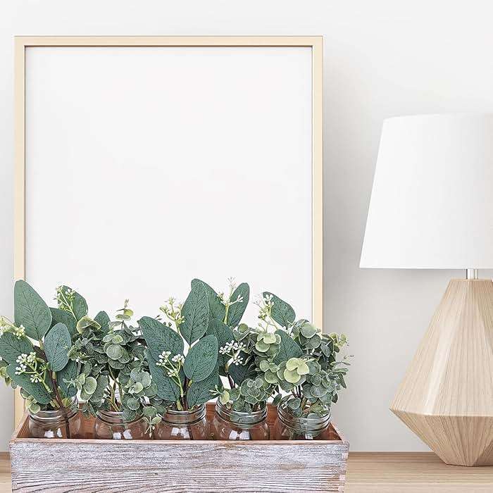 Winlyn 20 Pcs Mixed Artificial Oval Eucalyptus Leaves Bulk with White Seeds Stems and Spray for Vase Floral Wreath Bouquets Wedding Greenery Decoration - Image 6