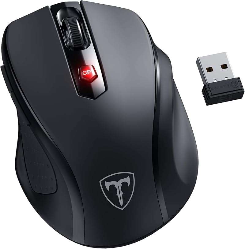 HOTWEEMS Wireless Mouse, D-09 Computer Mouse USB Cordless Mice for Laptop, Ergo Grips, Lightspeed 5-Level 2400 DPI, 16 Months Battery, Portable for PC Mac Chromebook (Black) - Image 1