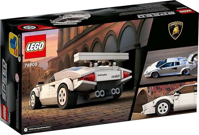 Lego Speed Champions Lamborghini Countach 76908, Race Car Toy Model Replica, Collectible Building Set with Racing Driver Minifigure - Image 6