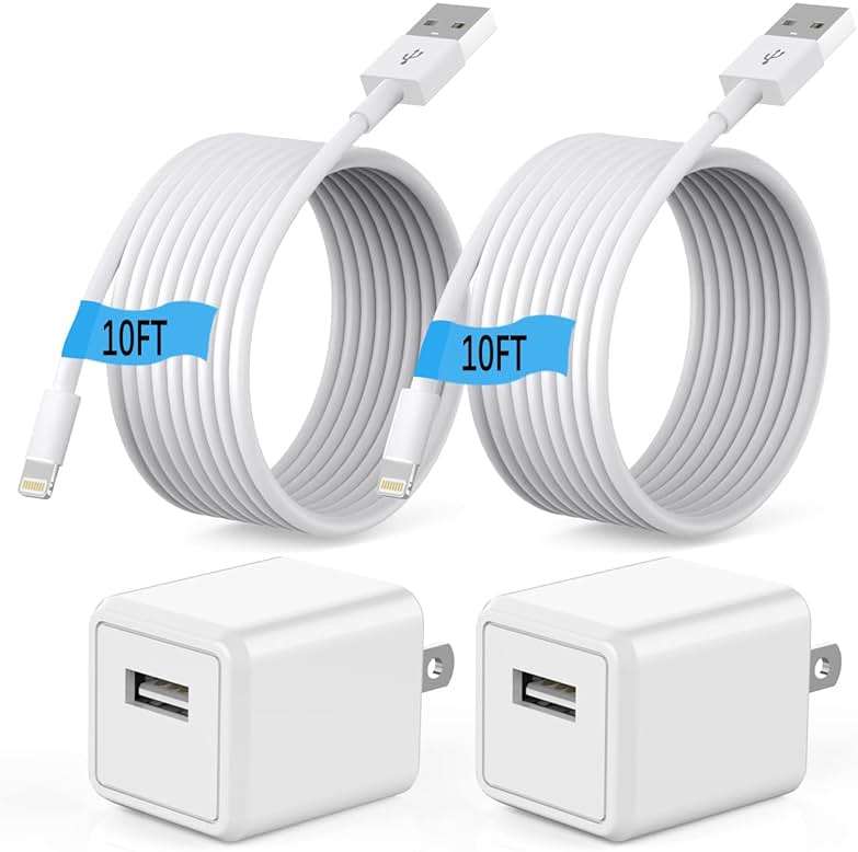 (Apple MFi Certified) iPhone charger 10ft,2Pack 10Foot Long Fast Charging Lightning Cord Cable 2Pack USB Wall Charger Travel Plug Adapter Box for iPhone 14/13/12 Mini/11 Pro Max/10/XS/XR/X/8/7/SE,iPad - Image 1