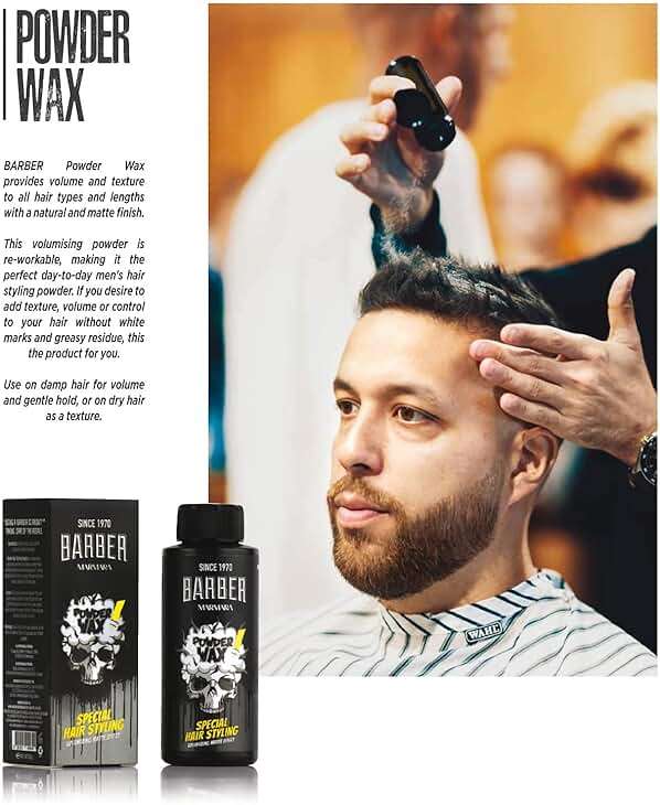 barber marmara Powder Wax Hair Styling Volumizing Powder for Men Matte Finish Texture Powder, Adds Instant Volume & Thickness, Lightweight Non-Greasy No Shine Hair Styling Powder, 20g - Image 4