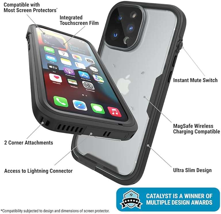 Catalyst Total Protection Case for iPhone 13 Pro Max - 5X More Waterproof iPhone 13 Pro Max Case, Highly Responsive Screen and Face id, Survives up to 65% Higher Drops Black - Image 3