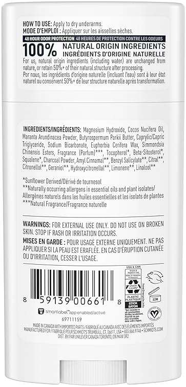 Schmidt's Aluminum-Free Vegan Deodorant Charcoal & Magnesium with 48 Hour Odor Protection, 2 Count for Women and Men, Natural Ingredients, Cruelty-Free, 2.65 oz, Pack of 2 - Image 2