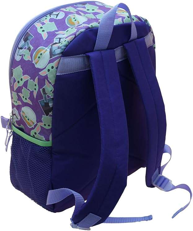 Disney’s Mandalorian Baby Yoda Girls 4 Piece Backpack set, Flip Sequin School Bag with Front Zip Pocket, Mesh Side Pockets, Insulated Lunch Box, Water Bottle, and Squish Ball Dangle, Purple - Image 4