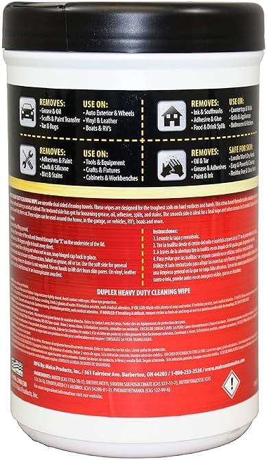 Malco Duplex Heavy Duty Cleaning Wipes for Home and Auto - Dual Sided Textured, Wet Wipe/Removes Grease, Tar, Paint, Oil, Dirt/No Residue/Safe for Hands/Made in USA (130 Wipes) - Image 2