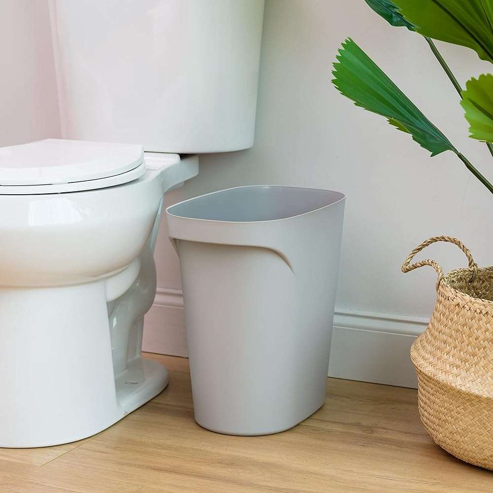 IRIS USA Small Trash Can Wastebasket with Handle, 6 Gallon / 24 Quart, 3-Pack, for Bathroom, Office, Bedroom, Under Sink, Kitchen, Garbage - Gray - Image 3