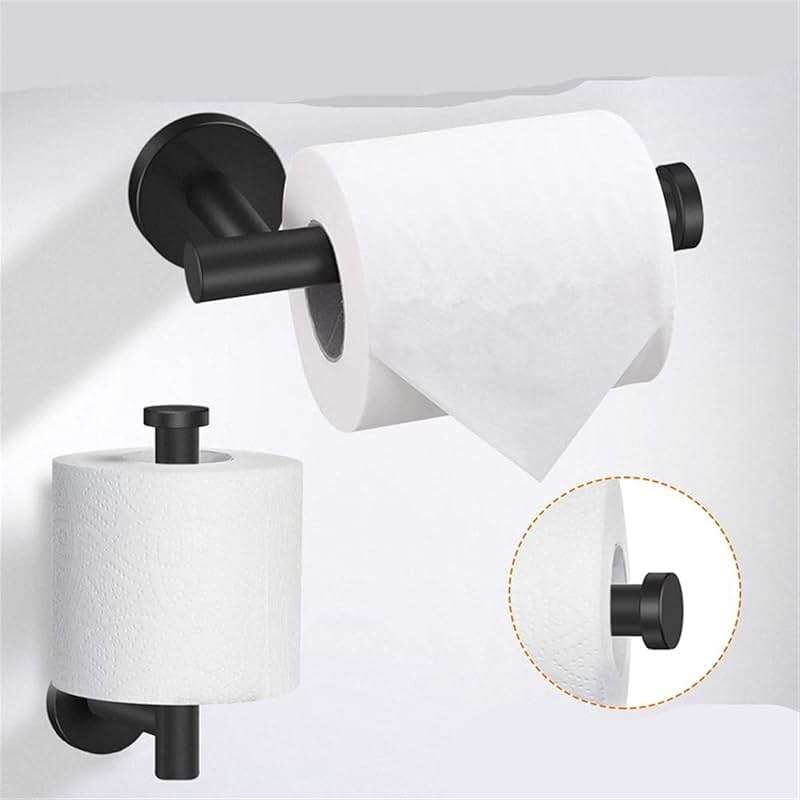 Bathroom Hardware Set 3 Pieces, 12Inch Towel Bar, Toilet Paper Holder, Hook, Stainless Steel Wall Mounted Hardware Accessories Set(Matt Black) - Image 5