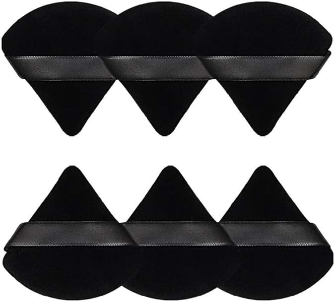 Pimoys 6 Pcs Powder Puff, Face Soft Triangle Makeup Puff Velour Makeup Sponge for Loose Powder (Black) - Product Image